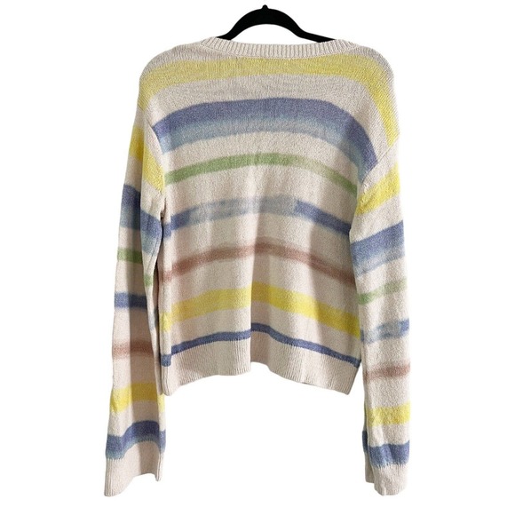 NWT ATM Chalk Multi Striped V Neck Oversized Slouchy Knit Sweater Size Small - Picture 2 of 6